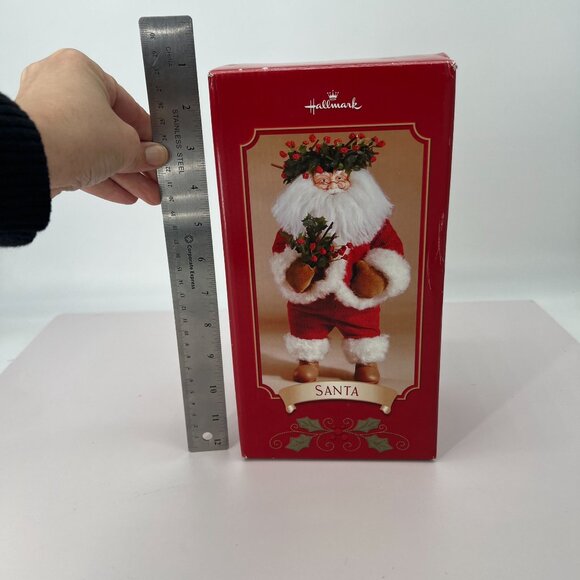 Hallmark Christmas Santa Figurine With Holly Decor‎ In Red Velvet & Fur Outfit - Picture 6 of 6